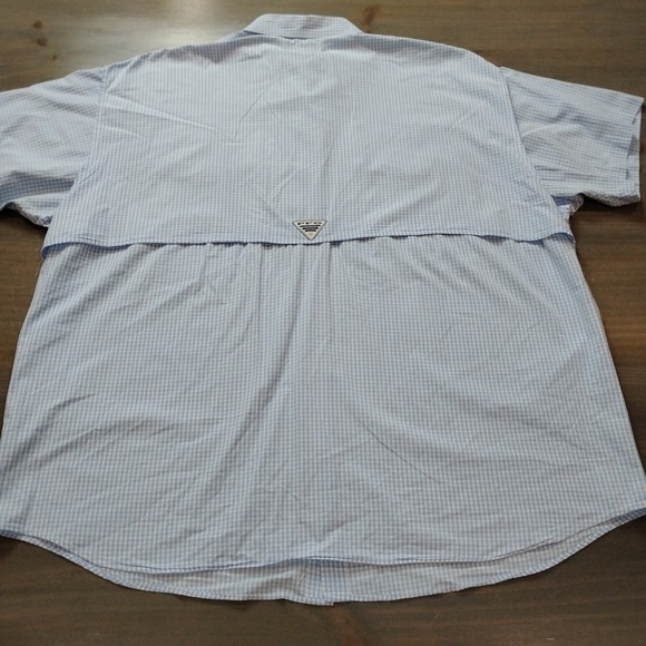 Columbia PFG Shirt Mens 4XL Big Blue Gingham Omni Shade Short Sleeve Fishing - Picture 13 of 14